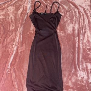 Chocolate Brown Midi ribbed dress! Xs!